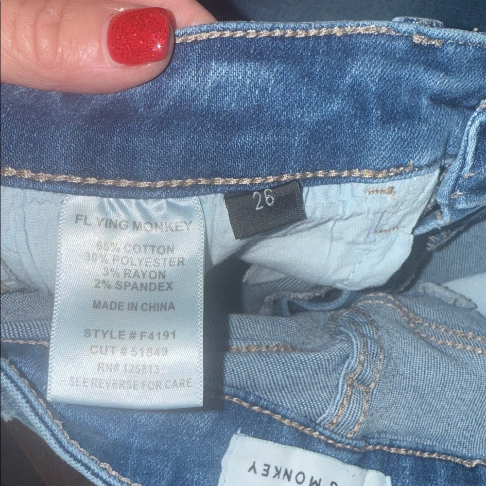 Flying Monkey Light Blue Distressed Hem Jeans - Picture 4 of 6